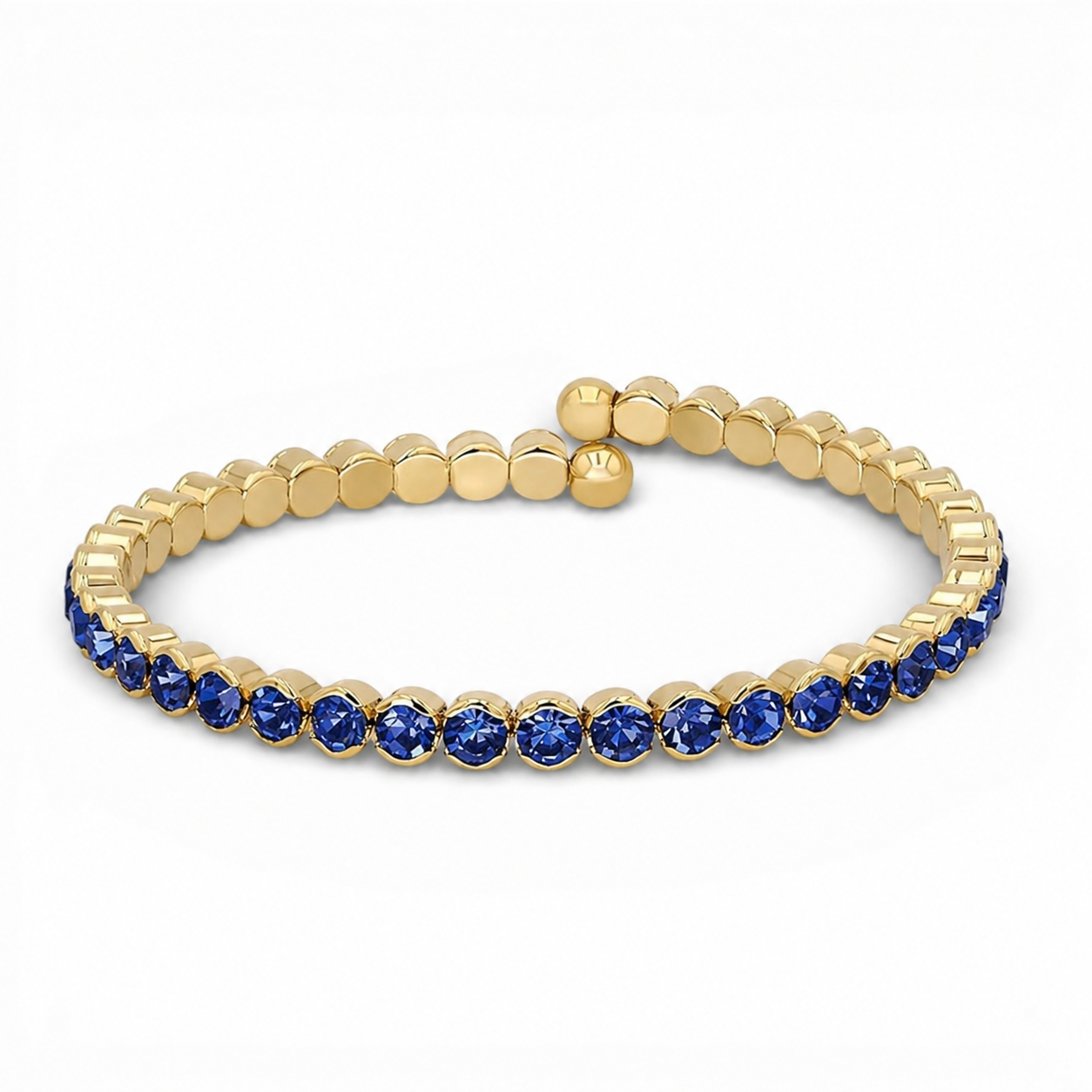 Blue Crystals Yellow Gold Cuff