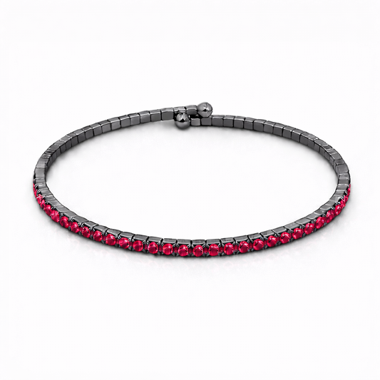 Red Crystals  Hematite Plated Slim Cuff