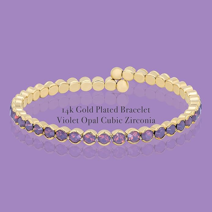 Violet Opal Crystals Yellow Gold Cuff