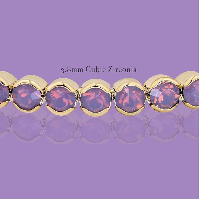 Violet Opal Crystals Yellow Gold Cuff
