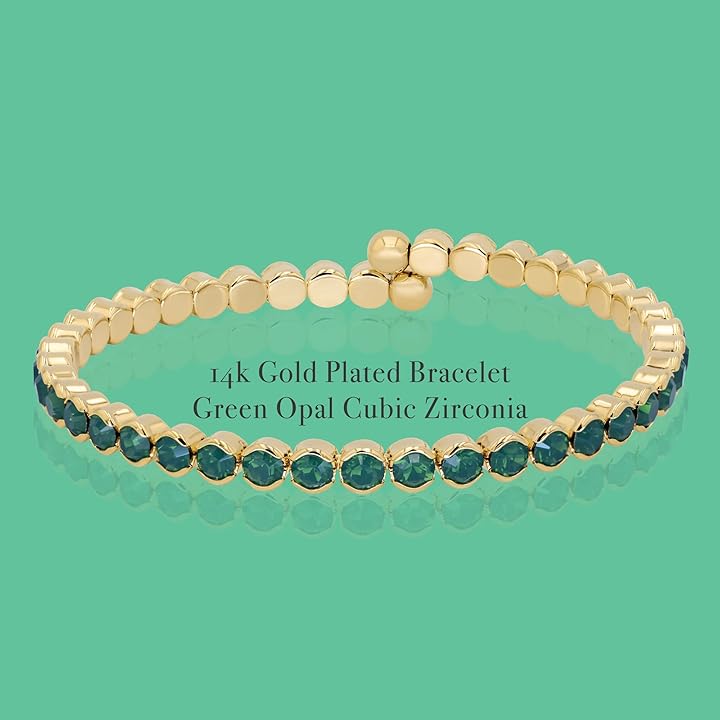 Emerald Green Crystals Yellow Gold Cuff