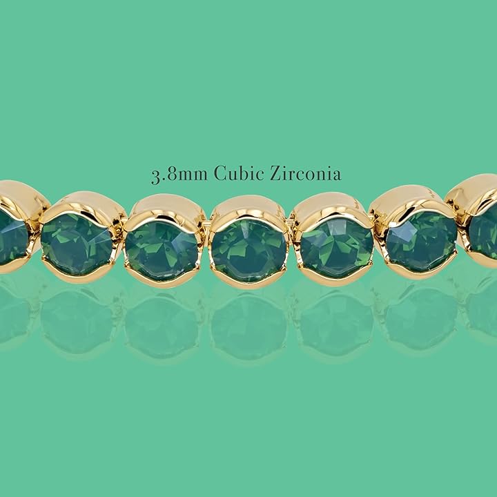 Emerald Green Crystals Yellow Gold Cuff