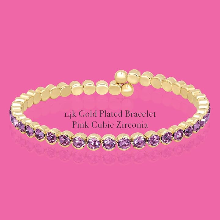 Blush Pink Crystals Yellow Gold Cuff