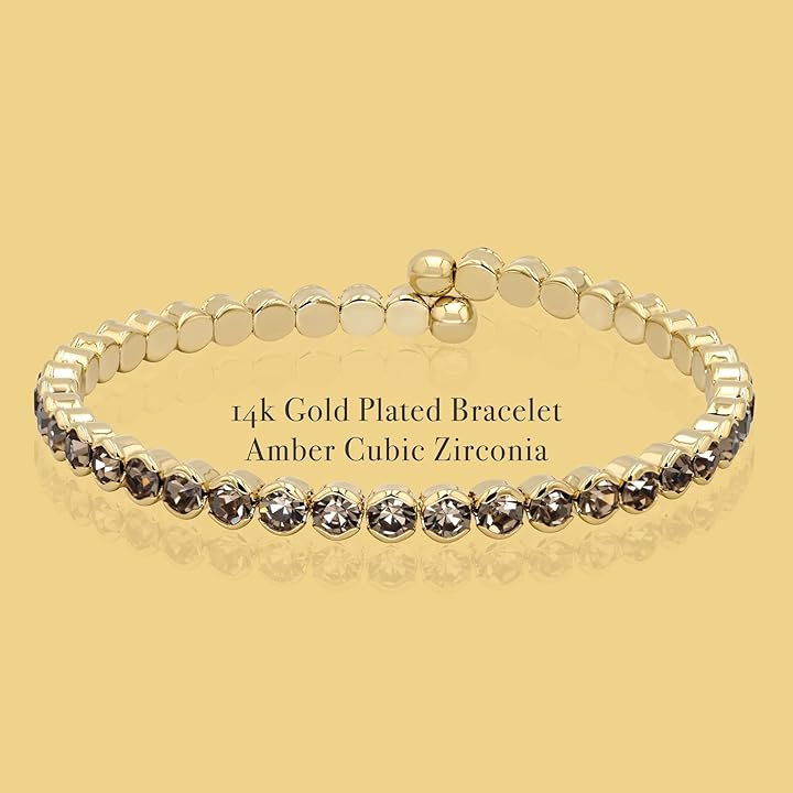 Smoky Brown Crystals Yellow Gold Cuff