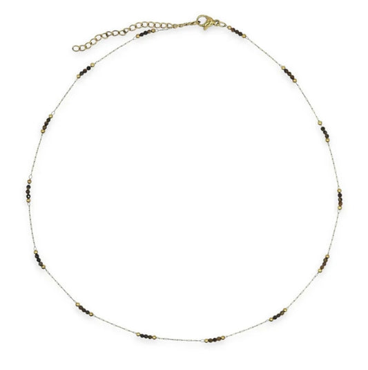 Espresso Gold Natural Stone Necklace