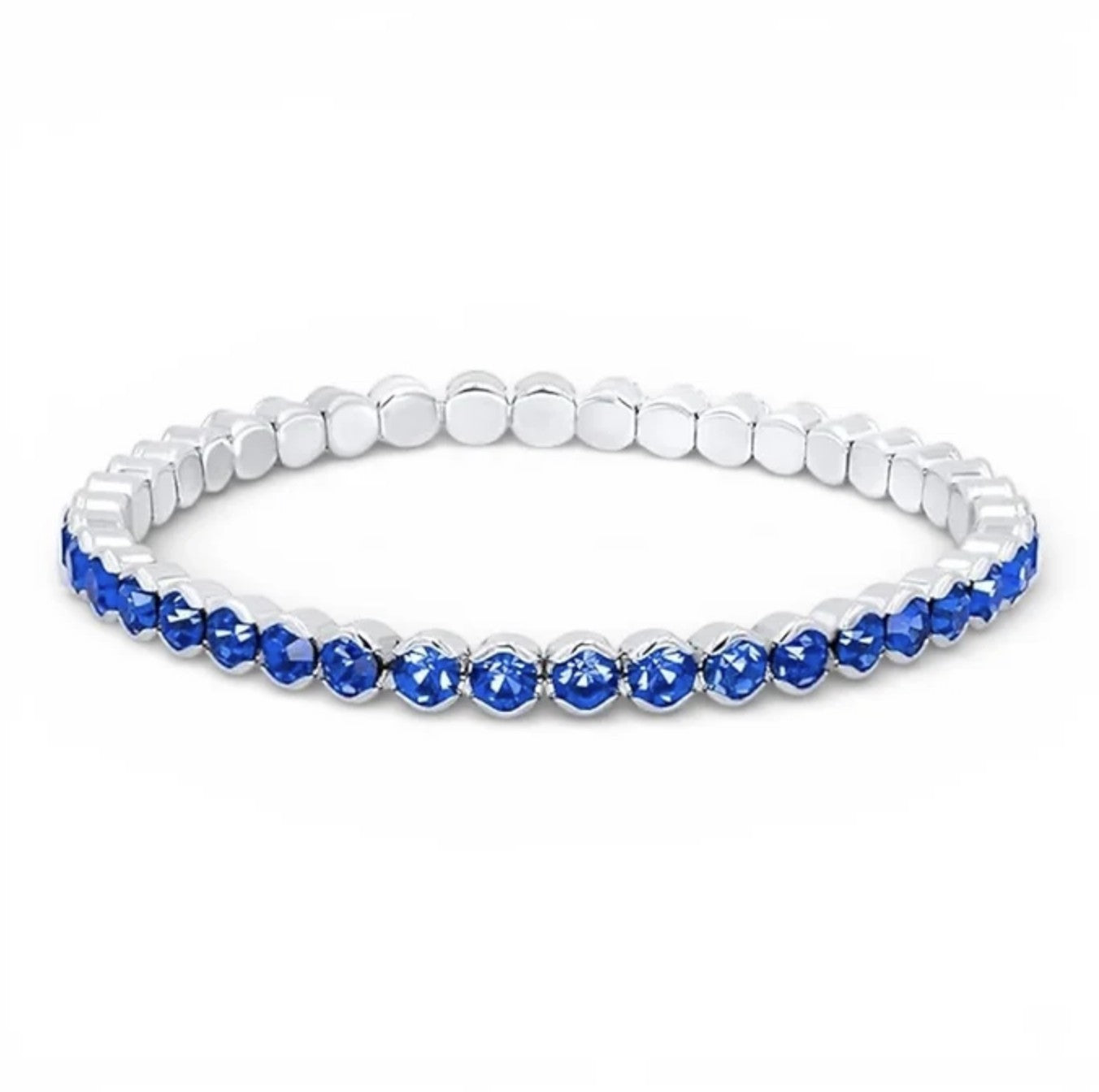 Sapphire Rhodium-Plated Tennis Bracelet