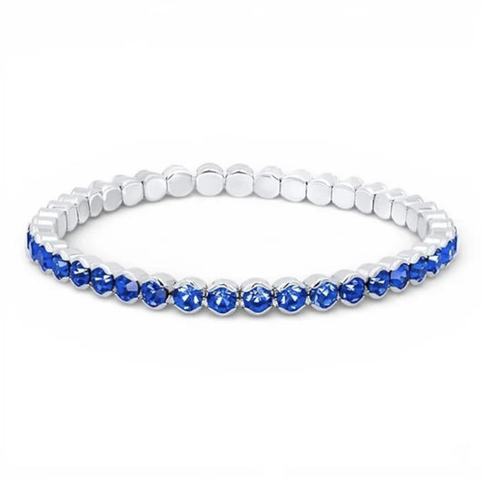 Sapphire Rhodium-Plated Tennis Bracelet