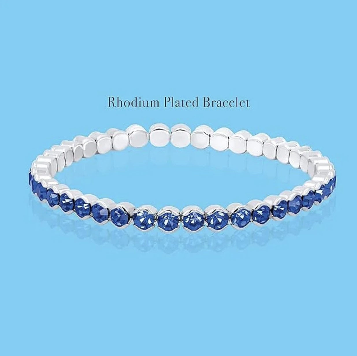 Sapphire Rhodium-Plated Tennis Bracelet