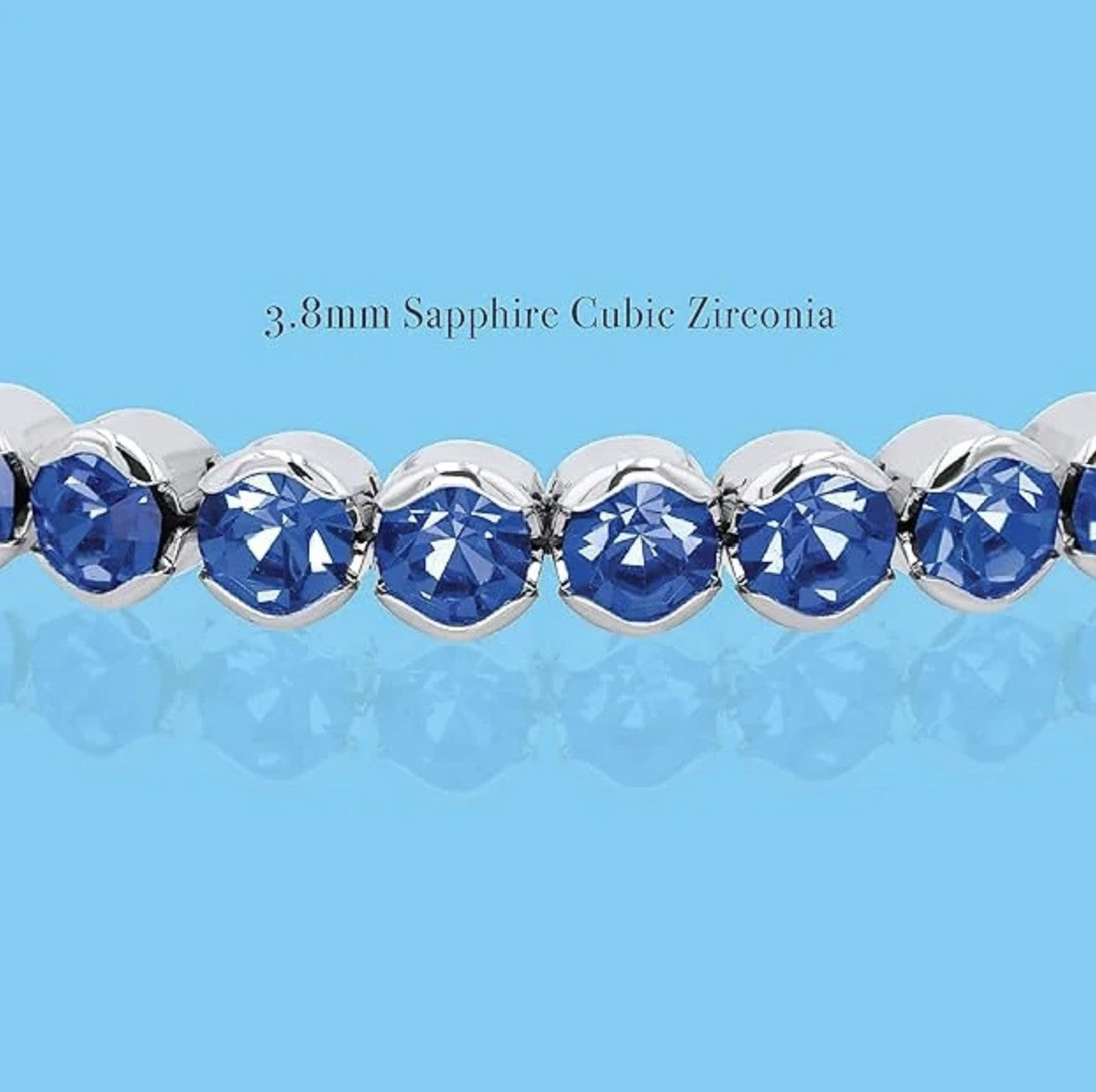 Sapphire Rhodium-Plated Tennis Bracelet