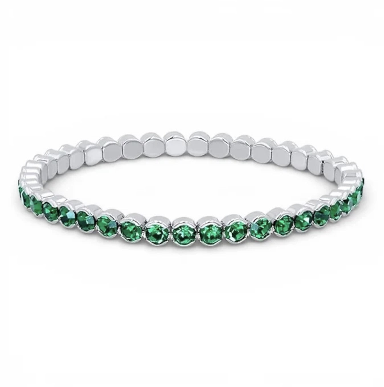 Emerald Rhodium-Plated Tennis Bracelet