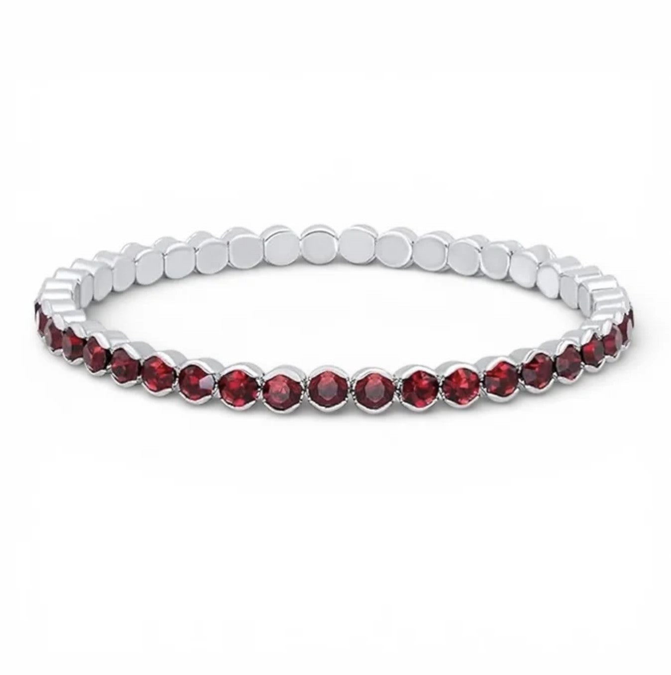 Garnet Rhodium-Plated Tennis Bracelet