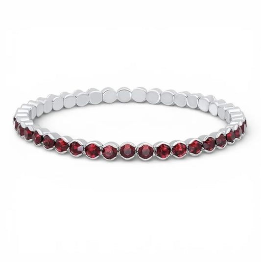 Garnet Rhodium-Plated Tennis Bracelet