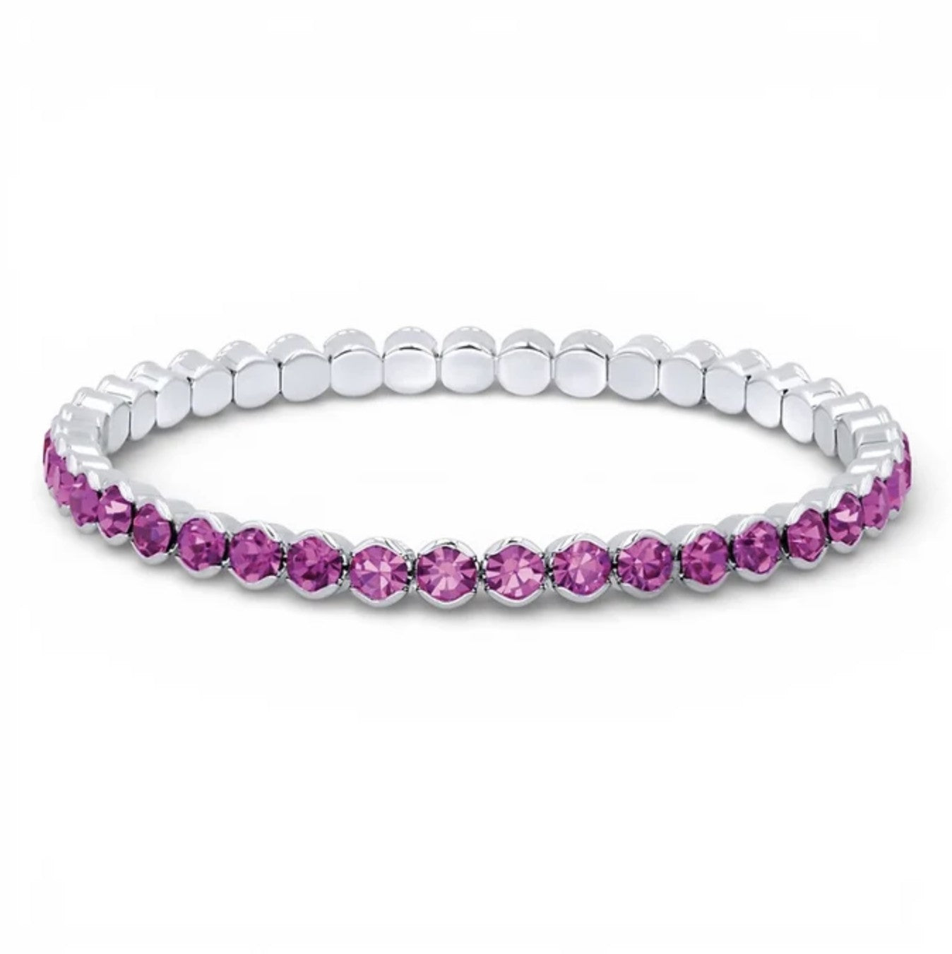 Hot Pink Rhodium-Plated Tennis Bracelet