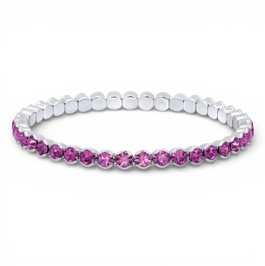 Hot Pink Rhodium-Plated Tennis Bracelet