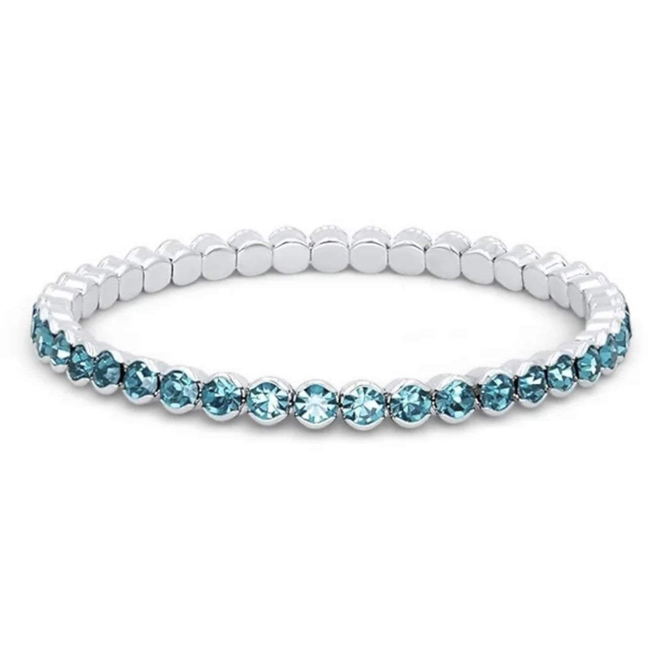 Aquamarine Rhodium-Plated Tennis Bracelet