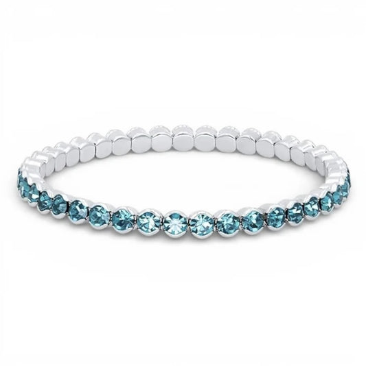 Aquamarine Rhodium-Plated Tennis Bracelet