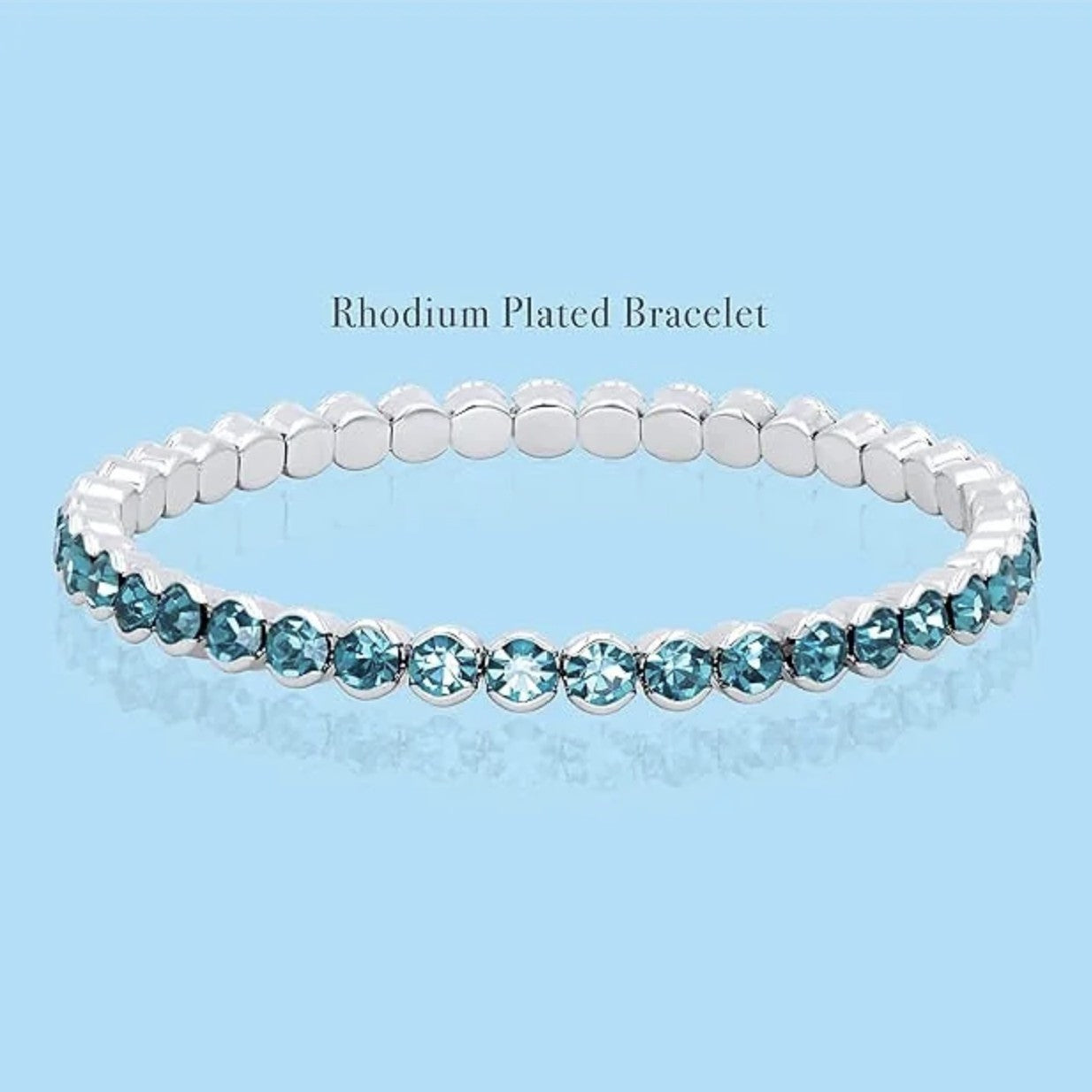 Aquamarine Rhodium-Plated Tennis Bracelet