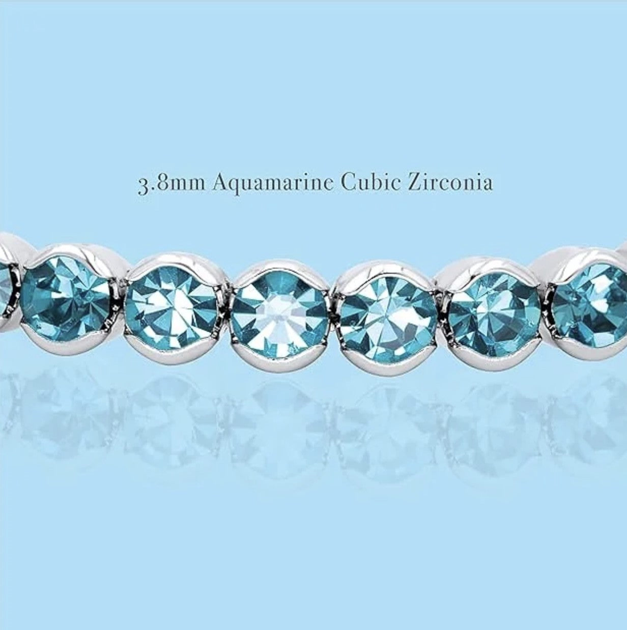 Aquamarine Rhodium-Plated Tennis Bracelet