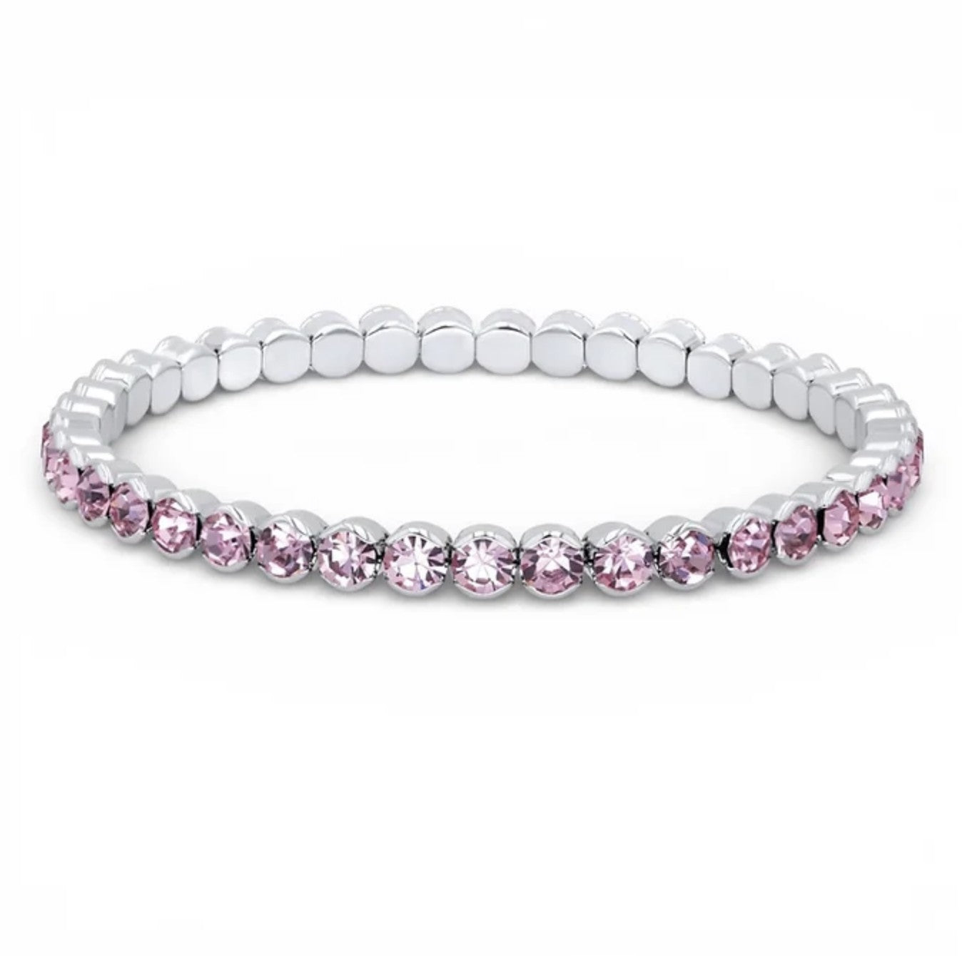 Pink Rhodium-Plated Tennis Bracelet