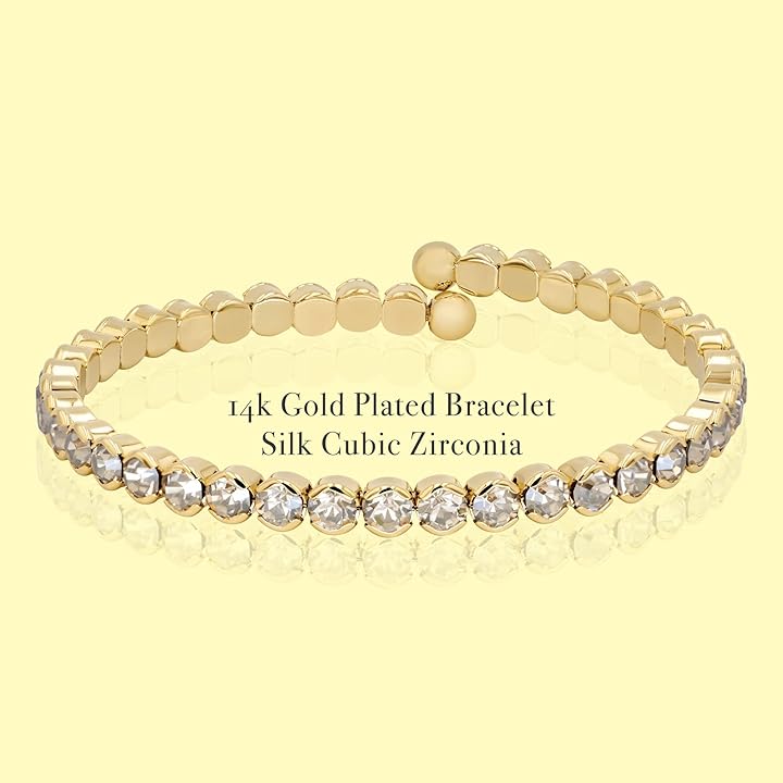 Champagne Clear Crystals Yellow Gold Cuff