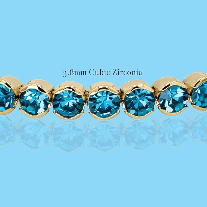 Ocean Blue Crystals Yellow Gold Cuff