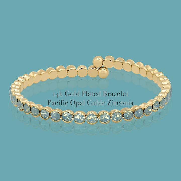 Soft Blue Opal Crystals Yellow Gold Cuff