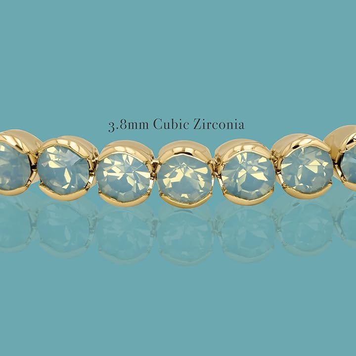 Soft Blue Opal Crystals Yellow Gold Cuff