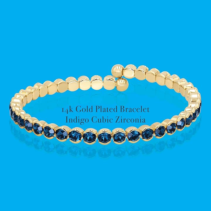 Blue Crystals Yellow Gold Cuff