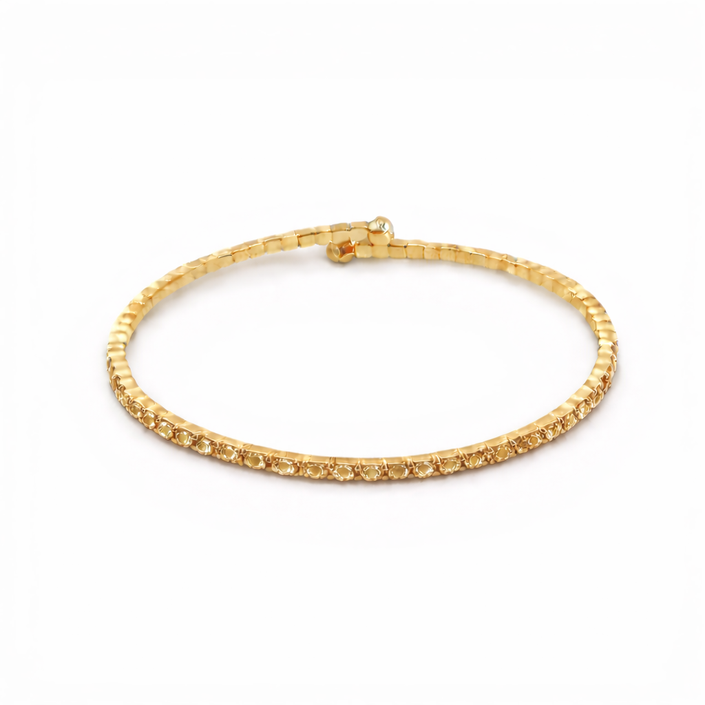 Champagne Brown Crystals Yellow Gold Slim Cuff