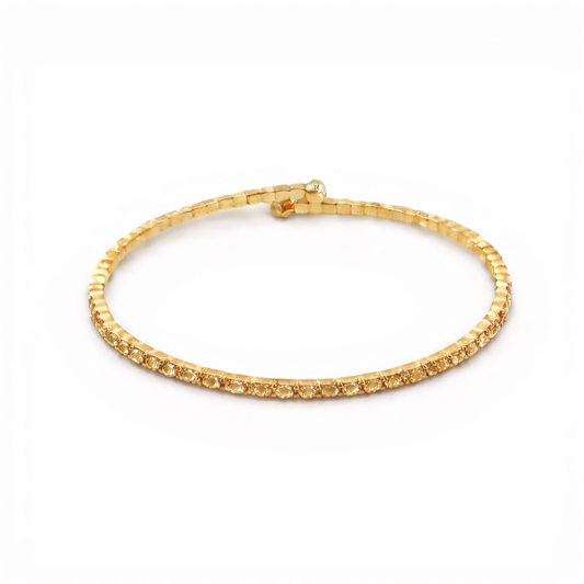 Champagne Brown Crystals Yellow Gold Slim Cuff