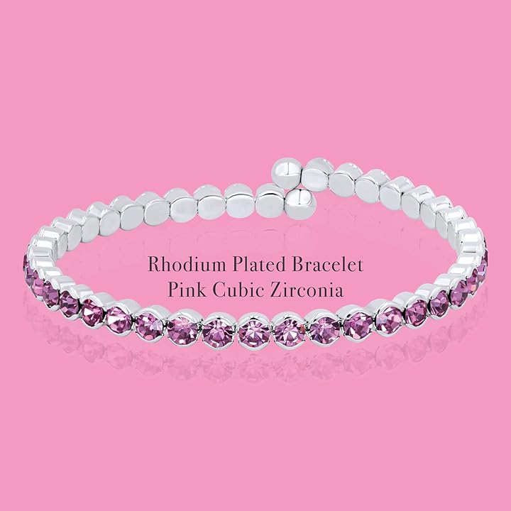 Blush Pink Crystals Rhodium Plated Cuff