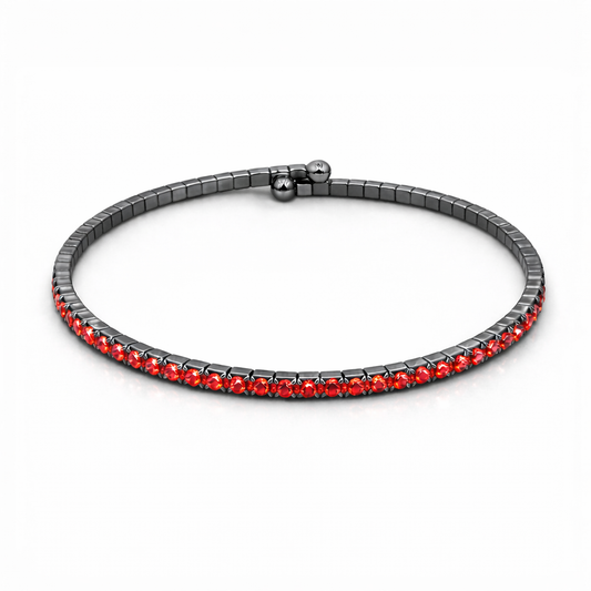 Amber Orange Crystals Hematite Plated Slim Cuff