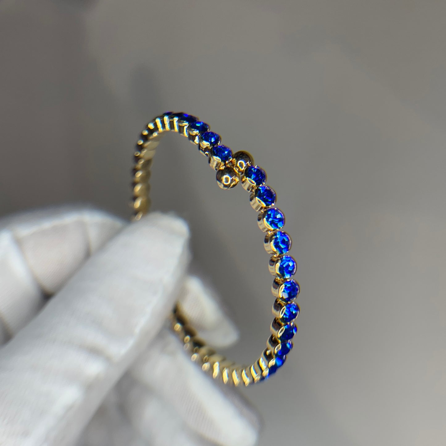 Blue Crystals Yellow Gold Cuff