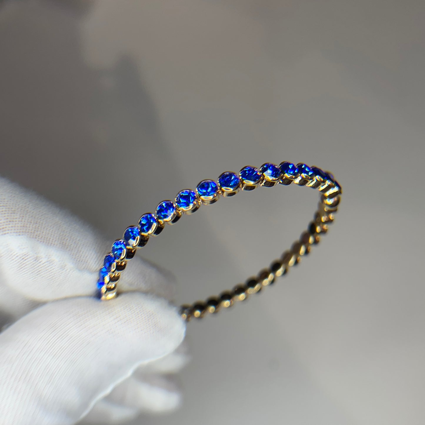 Blue Crystals Yellow Gold Cuff