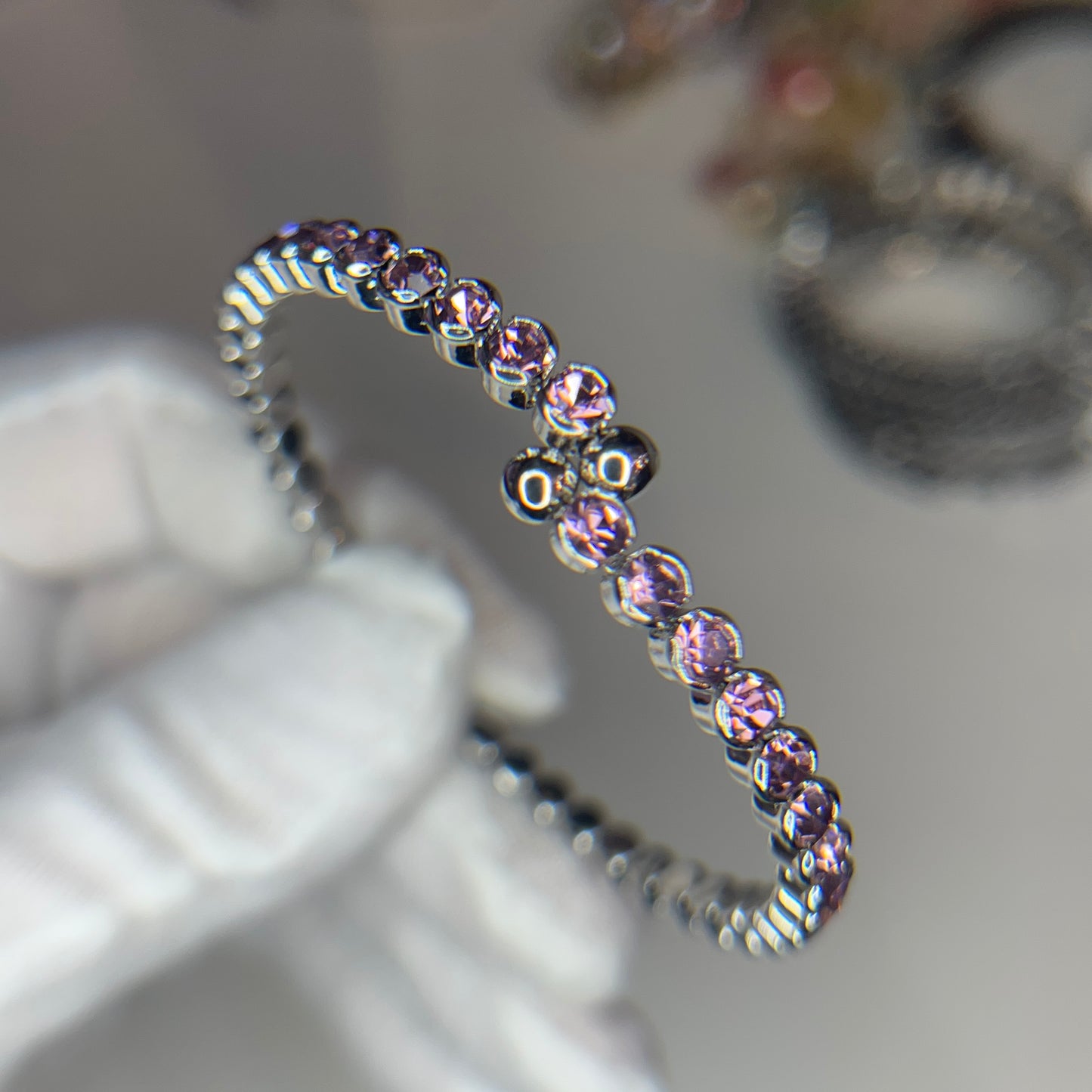 Blush Pink Crystals Rhodium Plated Cuff
