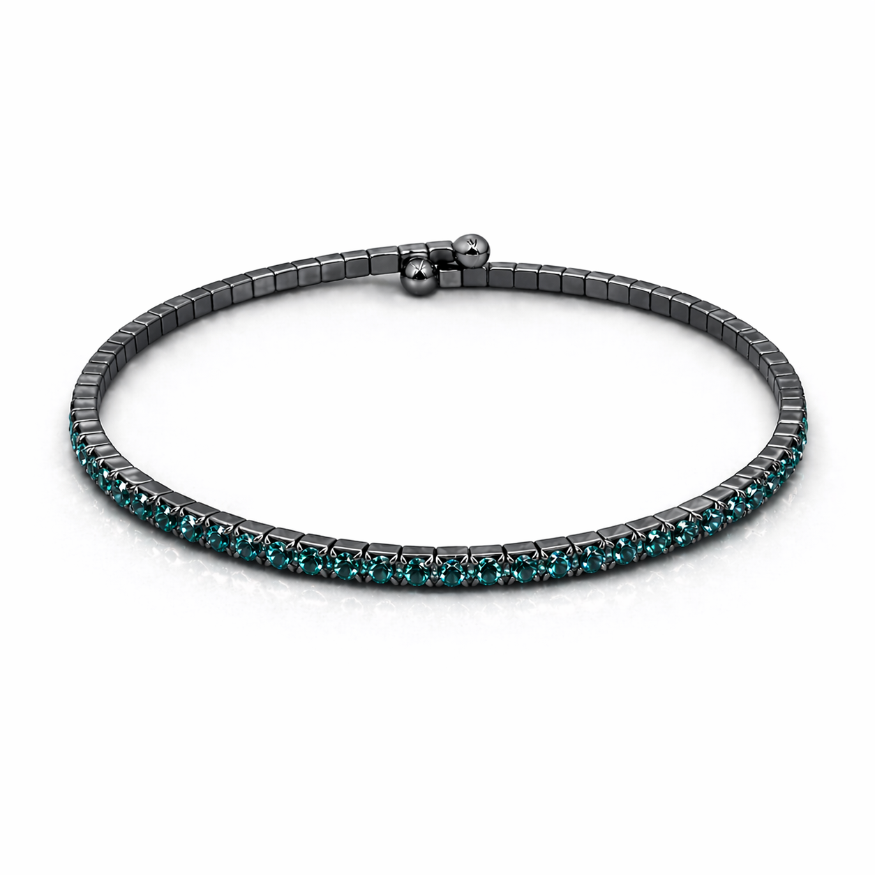 Icy Blue Crystal Hematite Plated Slim Cuff