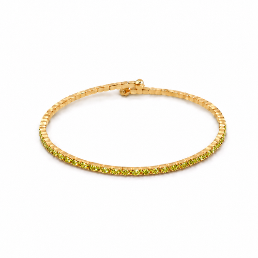 Zesty Lemon Crystals Yellow Gold Slim Cuff