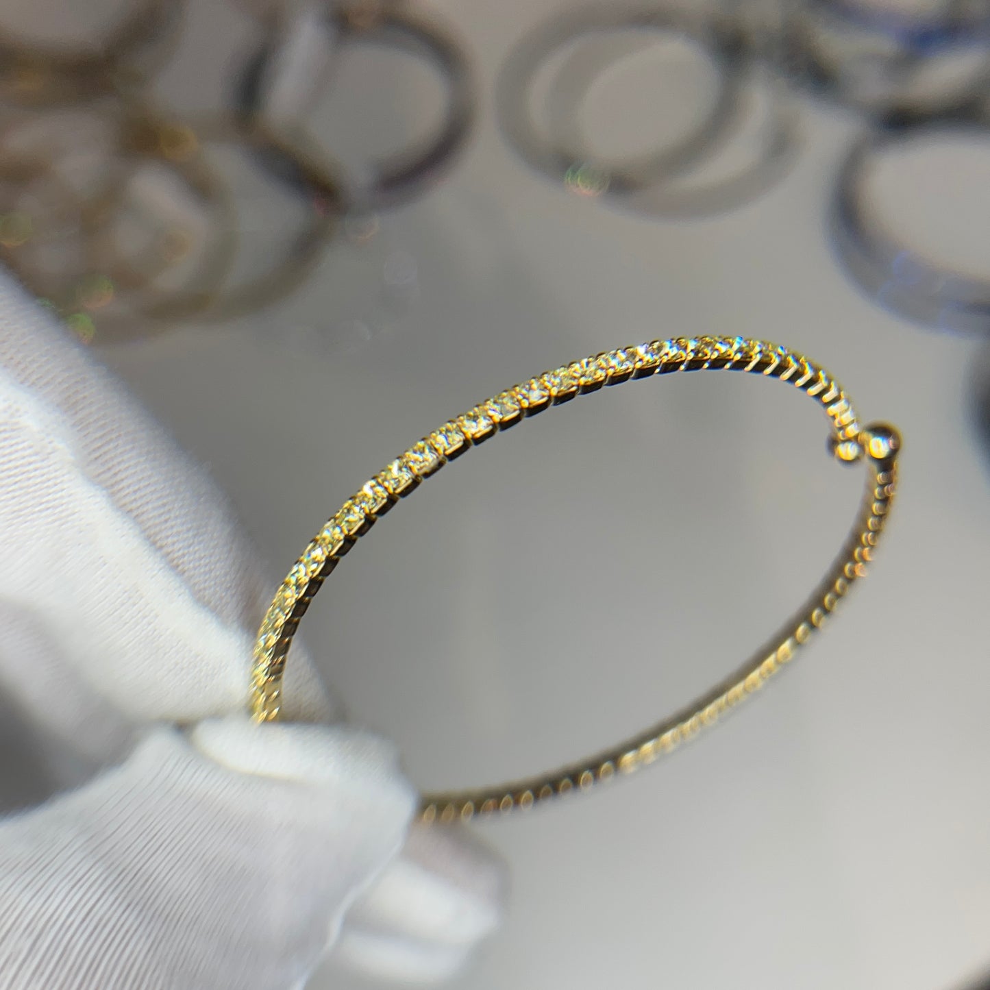 Classic Yellow Citrine Yellow Gold Slim Cuff