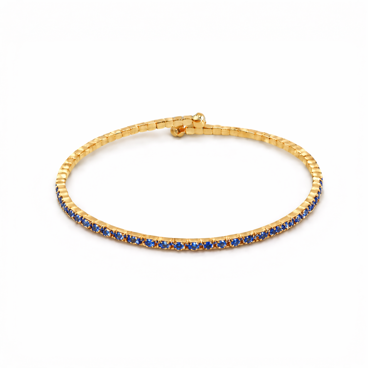 Denim Blue Crystal Yellow Gold Slim Cuff