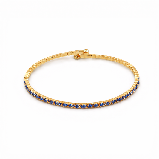 Denim Blue Crystal Yellow Gold Slim Cuff