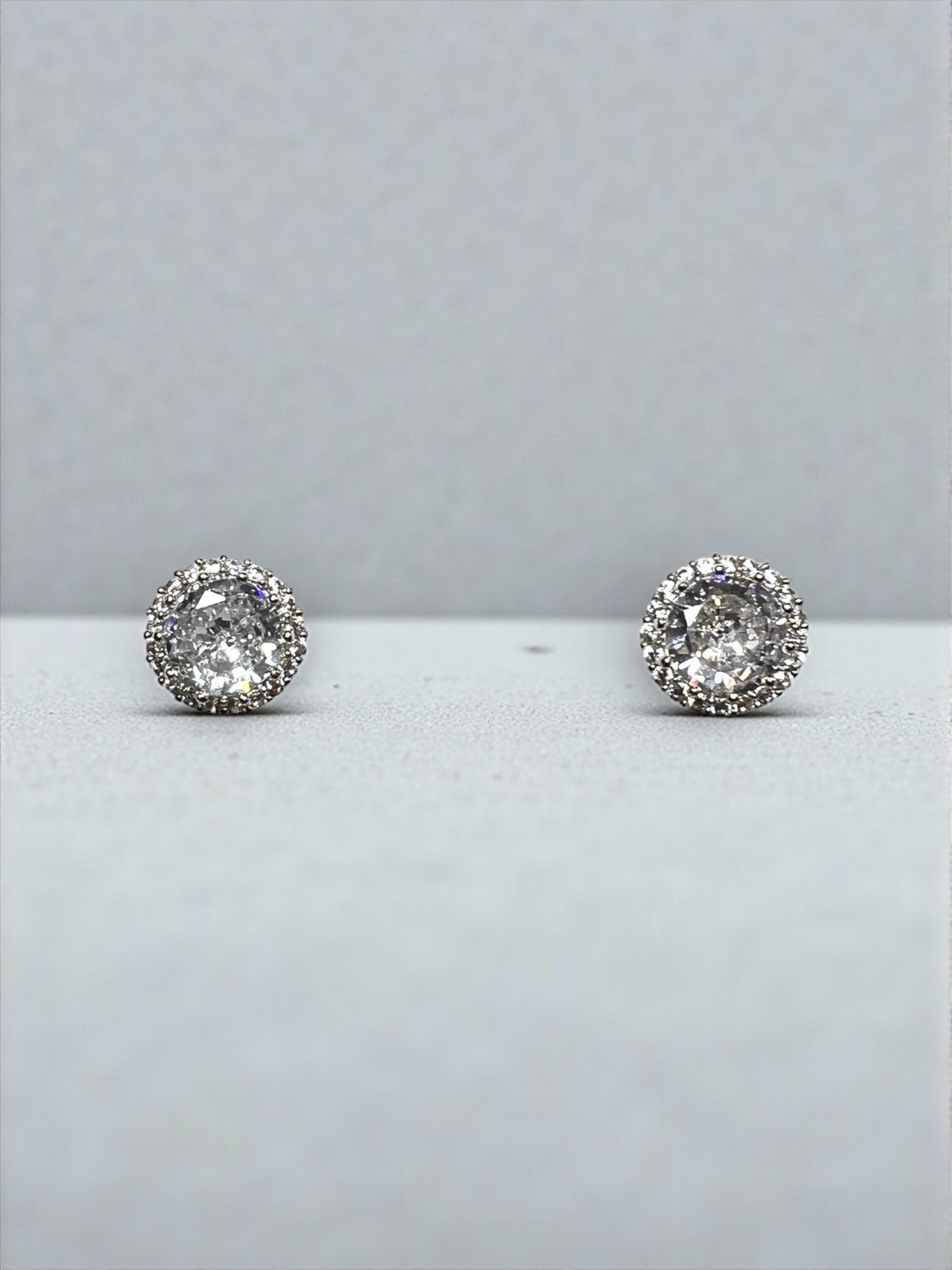 Diamond White Halo Cubic Earrings