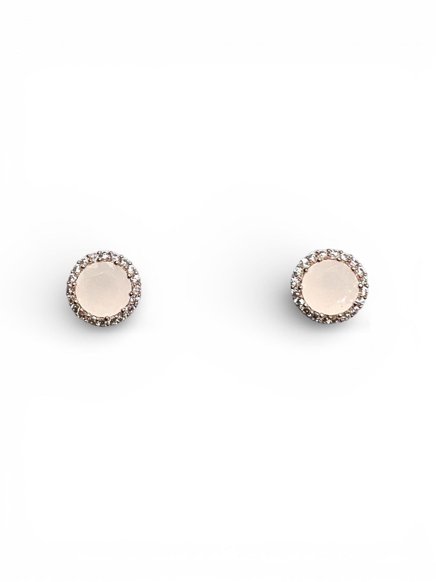Moonstone White Halo Cubic Earrings