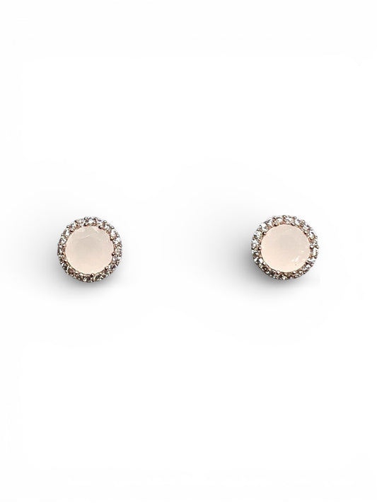 Moonstone White Halo Cubic Earrings