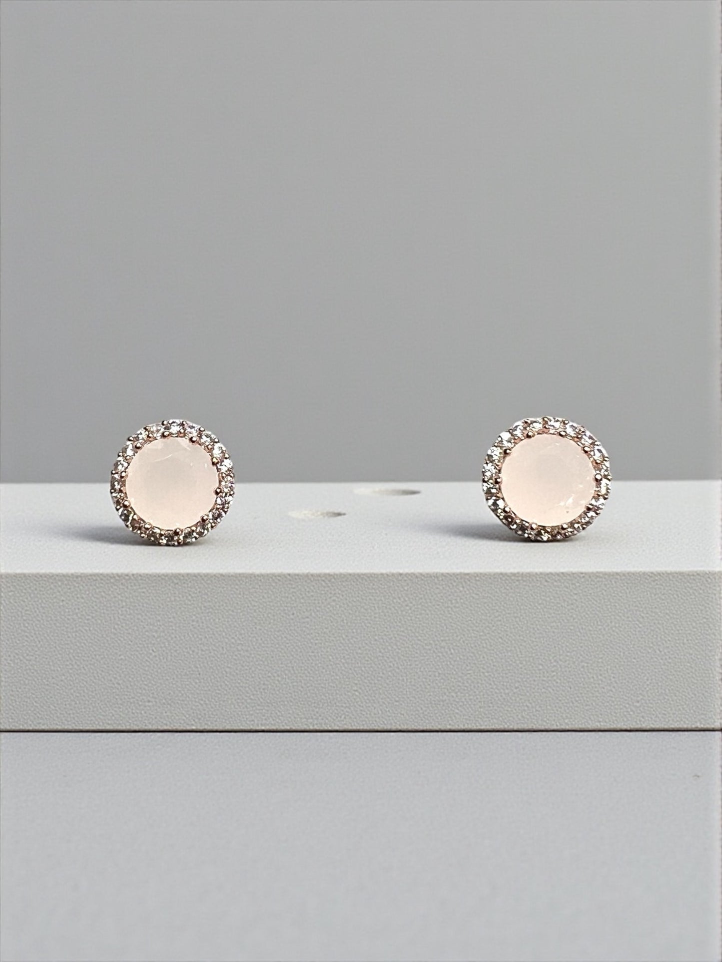 Moonstone White Halo Cubic Earrings