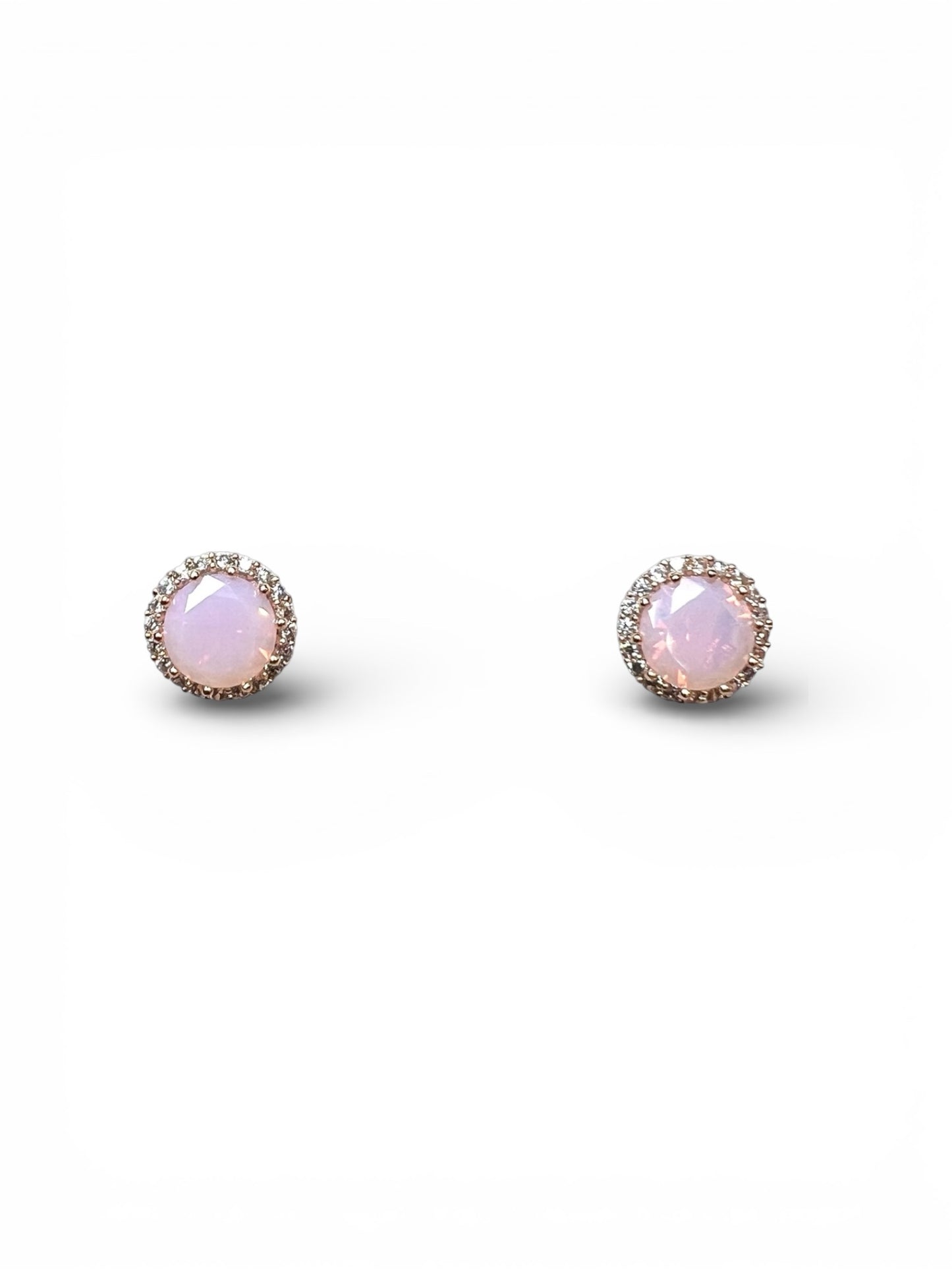 Opal-colored Halo Cubic Earrings