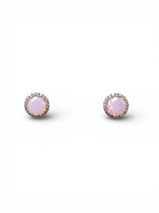 Opal-colored Halo Cubic Earrings