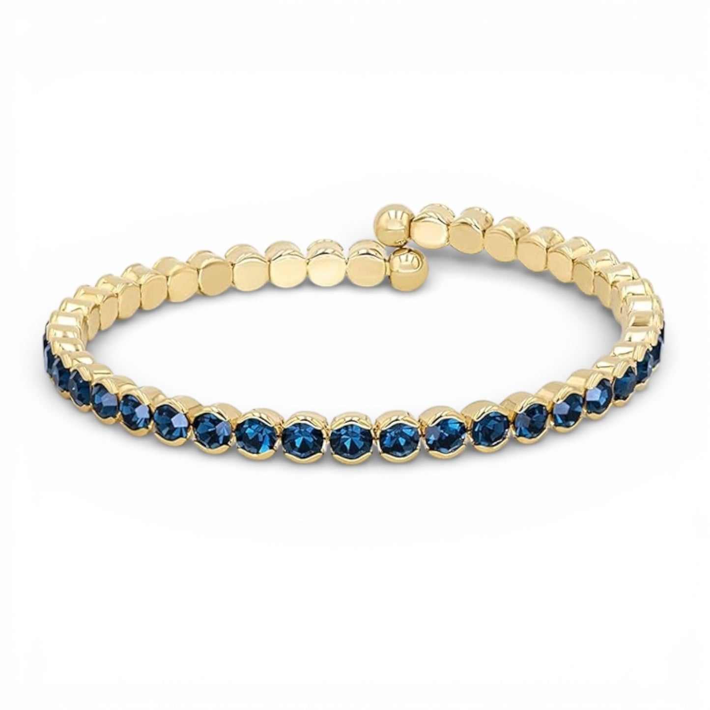 Blue Crystals Yellow Gold Cuff