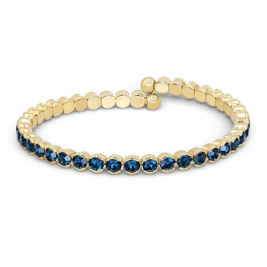 Blue Crystals Yellow Gold Cuff