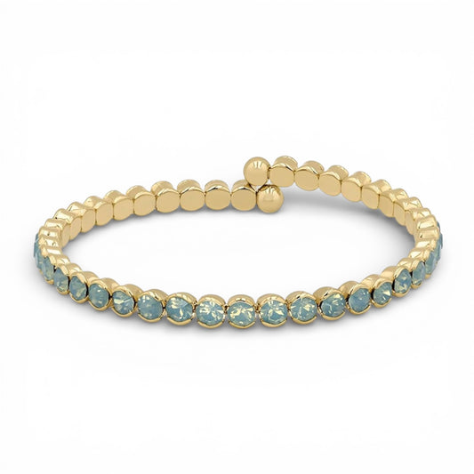 Soft Blue Opal Crystals Yellow Gold Cuff