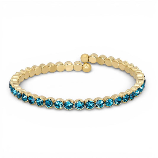Ocean Blue Crystals Yellow Gold Cuff